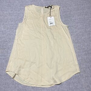 Theory Top Womens Small Cream Bringam Flowy‎ Boho Sleeveless Business Summer New